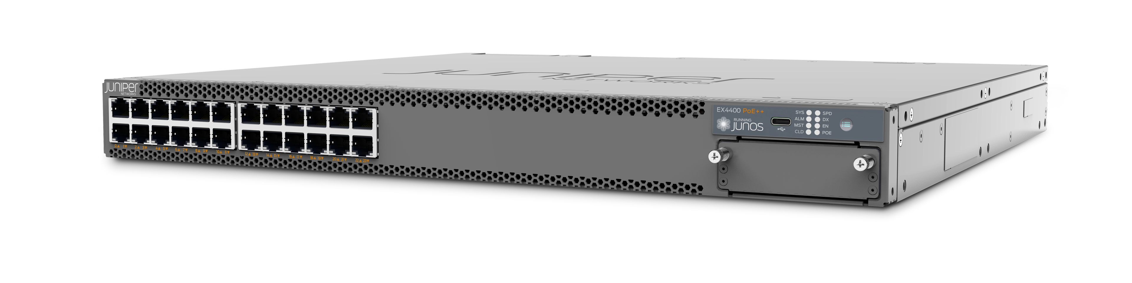 Ex4400 24p 24x1g Poe Switch With 4x25g And 2x100g Uplink Stacking Ports 90w Poe Macsec Aes256 Ex4400 24p 24x1g Poe Switch With 4x25g And 2x100g Uplink Stacking Ports 90w Poe Macsec Aes256