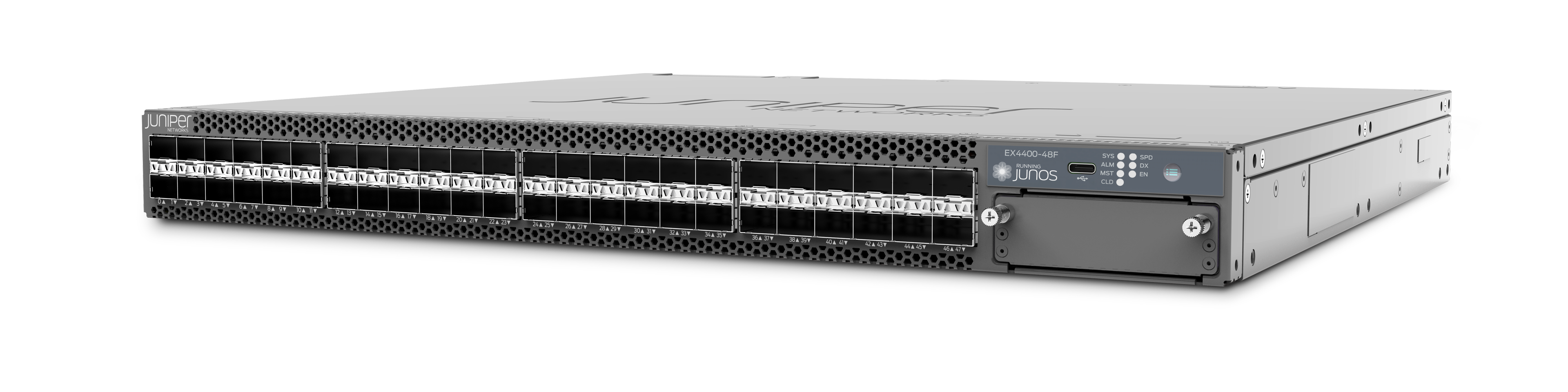Ex4400 48f Dc 12x10g 36x1g Fiber W 4x25g 2x100g Uplink Stacking Ports Dc Psu Macsec Aes256